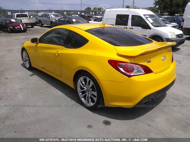 KMHHU6KH5CU071118 - 2012 HYUNDAI GENESIS COUPE 3.8L YELLOW photo 3