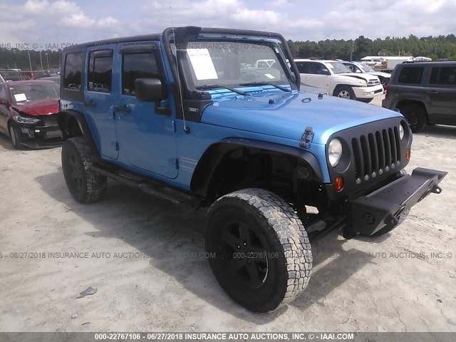 1J4BA3H17AL109408 - 2010 JEEP WRANGLER UNLIMITE SPORT BLUE photo 1