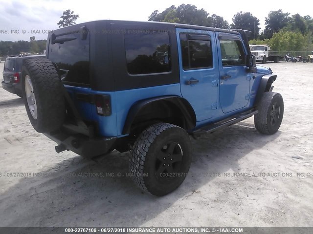 1J4BA3H17AL109408 - 2010 JEEP WRANGLER UNLIMITE SPORT BLUE photo 4