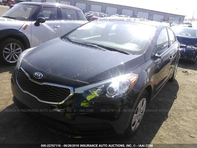 KNAFK4A62G5504073 - 2016 KIA FORTE LX BLACK photo 2