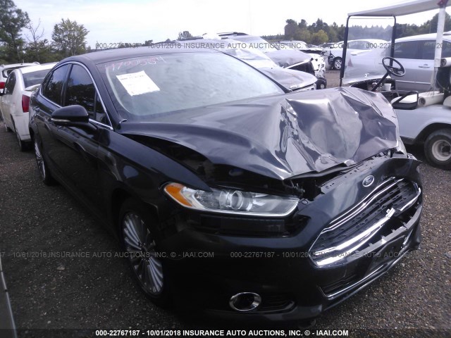 3FA6P0D91ER361376 - 2014 FORD FUSION TITANIUM Dark Blue photo 1