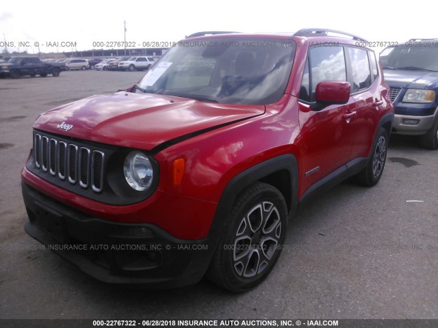 ZACCJABT9FPB34936 - 2015 JEEP RENEGADE LATITUDE RED photo 2