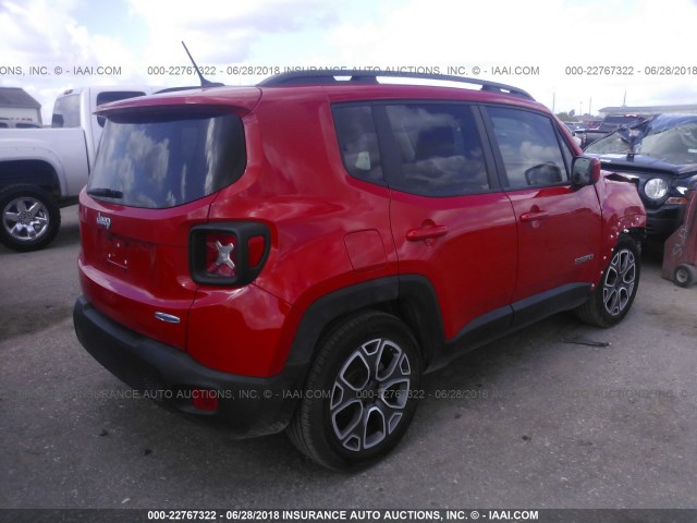 ZACCJABT9FPB34936 - 2015 JEEP RENEGADE LATITUDE RED photo 4