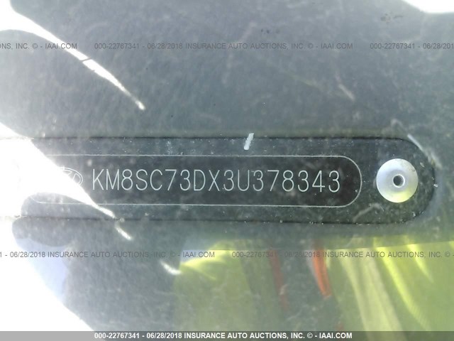 KM8SC73DX3U378343 - 2003 HYUNDAI SANTA FE GLS/LX BLACK photo 9