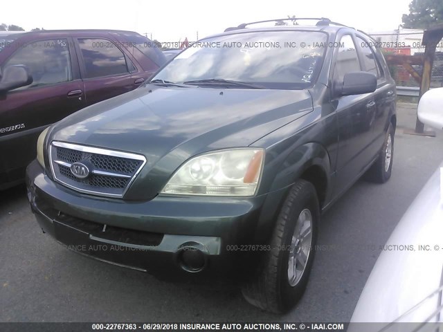 KNDJC733655363407 - 2005 KIA SORENTO EX/LX GREEN photo 2