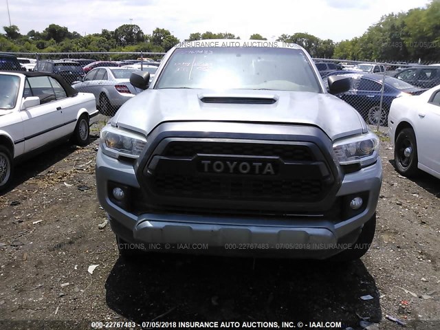 5TFBZ5DNXGX001210 - 2016 TOYOTA TACOMA DOUBLE CAB/SR5/TRD SPORT SILVER photo 6