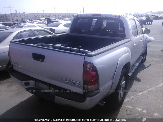 3TMJU62N36M025842 - 2006 TOYOTA TACOMA DOUBLE CAB PRERUNNER SILVER photo 4