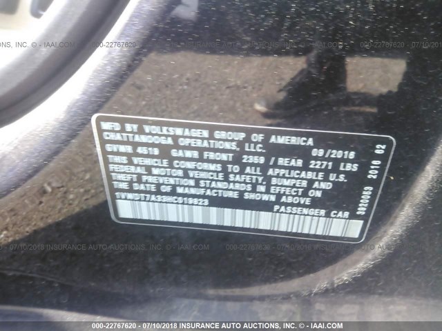 1VWDT7A33HC019823 - 2017 VOLKSWAGEN PASSAT R-LINE Qara foto 9