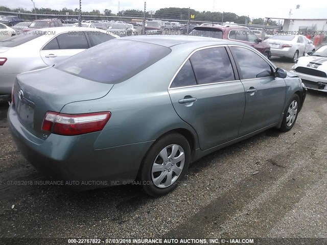 4T1BE46K67U662013 - 2007 TOYOTA CAMRY NEW GENERAT CE/LE/XLE/SE GREEN photo 4