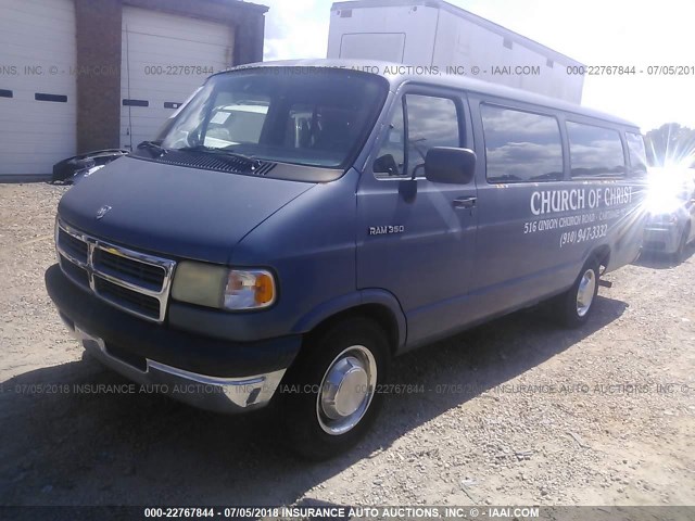 2B5WB35Y0RK536830 - 1994 DODGE RAM WAGON B350 BLUE photo 2