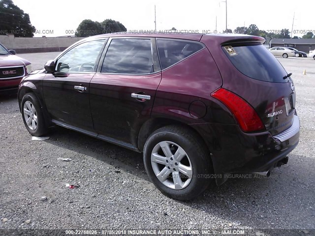 JN8AZ08T77W507689 - 2007 NISSAN MURANO SL/SE/S BURGUNDY photo 3