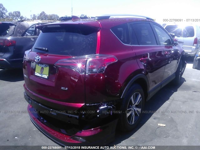 JTMWFREV5JD121487 - 2018 TOYOTA RAV4 ADVENTURE/XLE RED photo 4