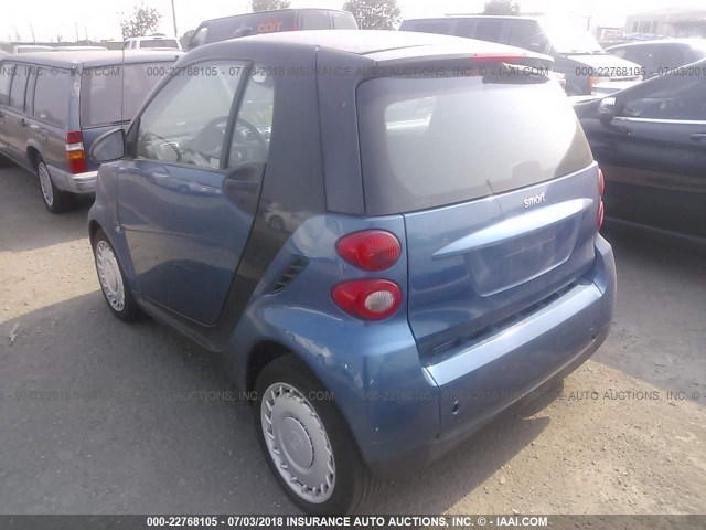 WMEEJ31X79K231027 - 2009 SMART FORTWO PURE/PASSION BLUE photo 3