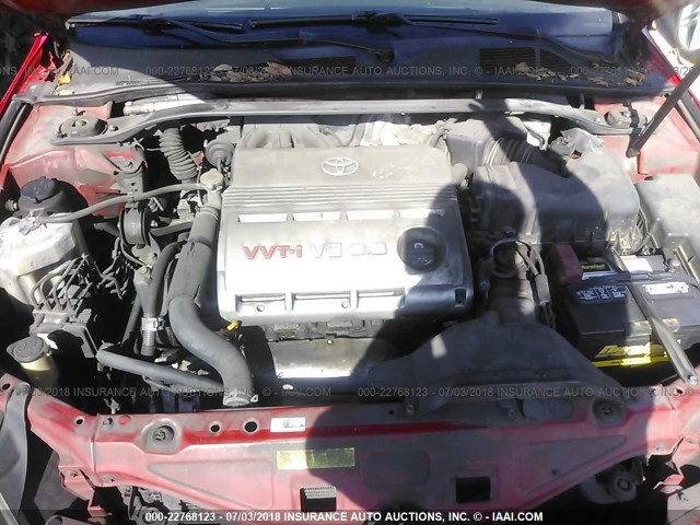 4T1CA38P24U010570 - 2004 TOYOTA CAMRY SOLARA SE/SLE წითელი ფოტო 10