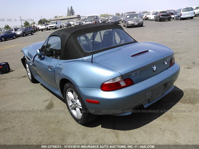 4USCH9349YLF88304 - 2000 BMW Z3 2.3 BLUE photo 3