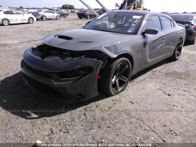 2C3CDXL96JH200189 - 2018 DODGE CHARGER SRT HELLCAT GRAY photo 2