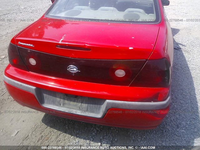 2G1WF55E019332708 - 2001 CHEVROLET IMPALA RED photo 6