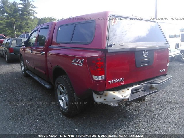 1N6AA07B86N536440 - 2006 NISSAN TITAN XE/SE/LE RED photo 3