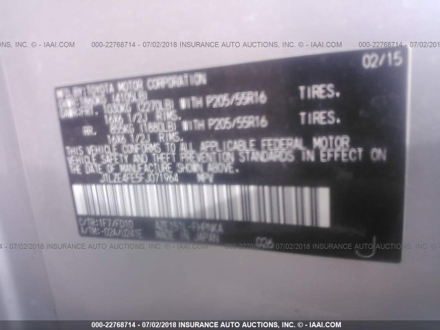 JTLZE4FE5FJ071964 - 2015 TOYOTA SCION XB Silber Foto 9