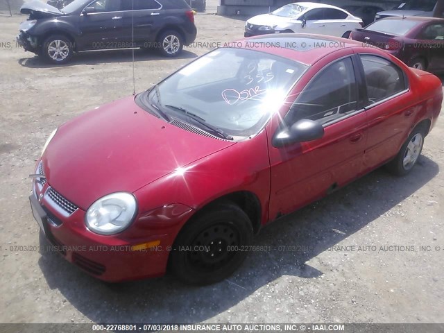 1B3ES56C44D611454 - 2004 DODGE NEON SXT RED photo 2