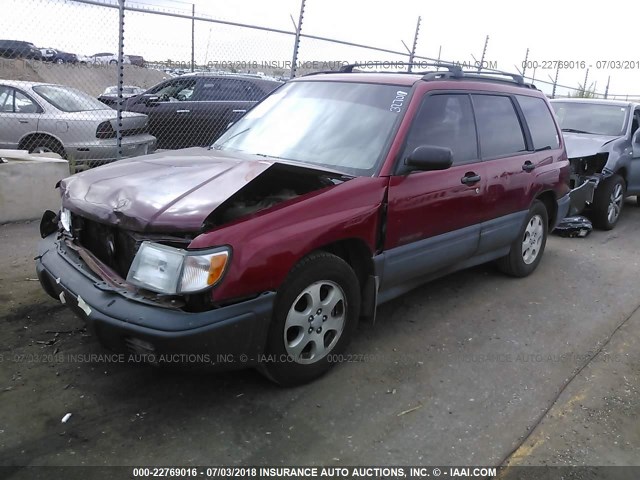 JF1SF6352WG762687 - 1998 SUBARU FORESTER L RED photo 2