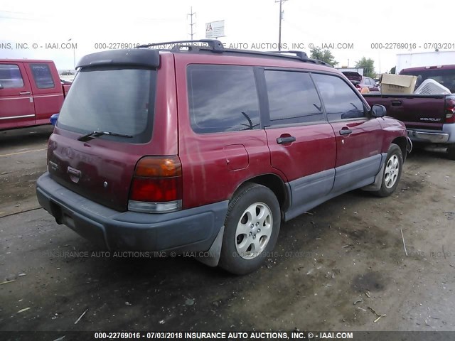 JF1SF6352WG762687 - 1998 SUBARU FORESTER L RED photo 4