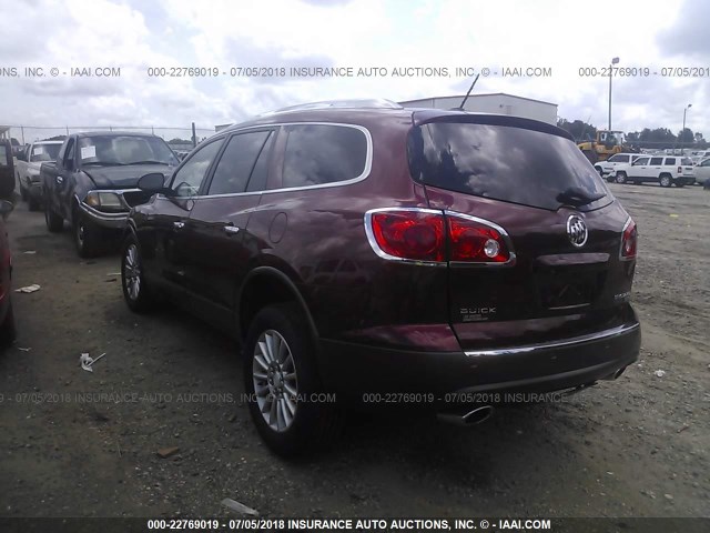 5GALRBED1AJ101443 - 2010 BUICK ENCLAVE CXL RED photo 3