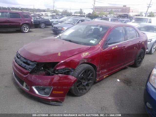 3FAHP0DCXAR222233 - 2010 FORD FUSION SPORT RED photo 2