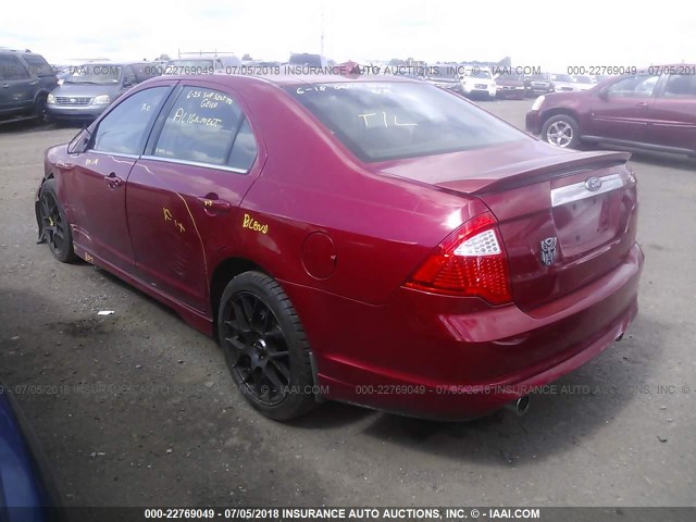 3FAHP0DCXAR222233 - 2010 FORD FUSION SPORT RED photo 3