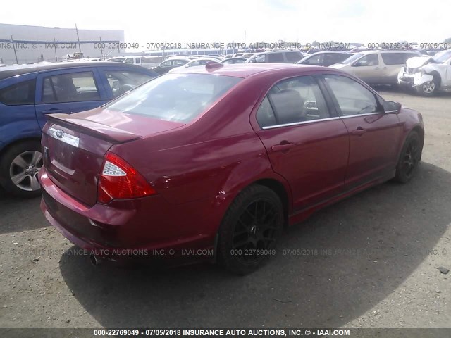 3FAHP0DCXAR222233 - 2010 FORD FUSION SPORT RED photo 4