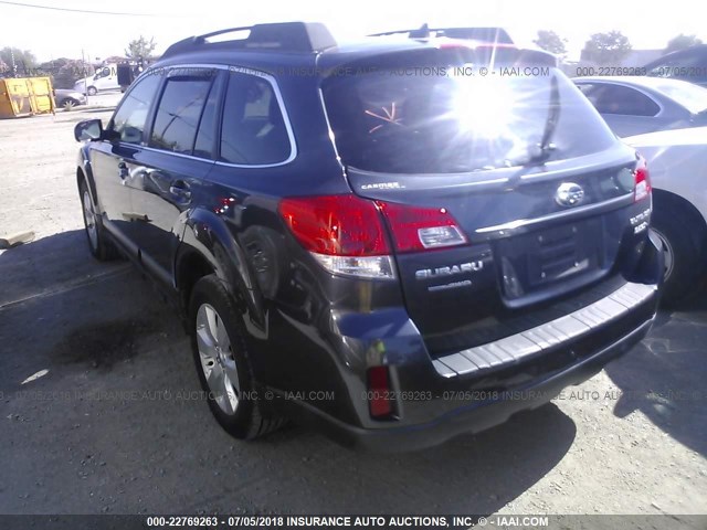 4S4BRBLC6B3421038 - 2011 SUBARU OUTBACK 2.5I LIMITED GRAY photo 3