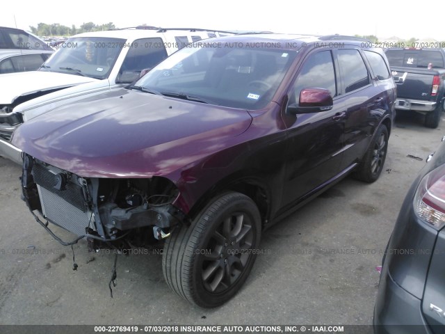 1C4RDHDG1HC713436 - 2017 DODGE DURANGO GT BURGUNDY photo 2