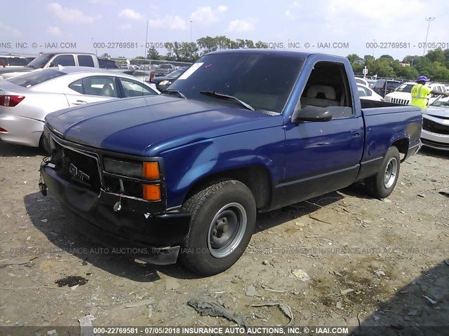 1GTDC14K4NZ532218 - 1992 GMC SIERRA C1500 BLUE photo 2