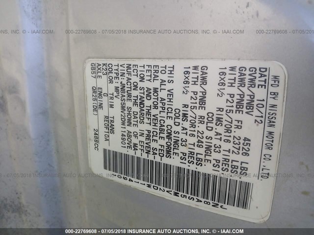 JN8AS5MV2DW114901 - 2013 NISSAN ROGUE S/SV SILVER photo 9