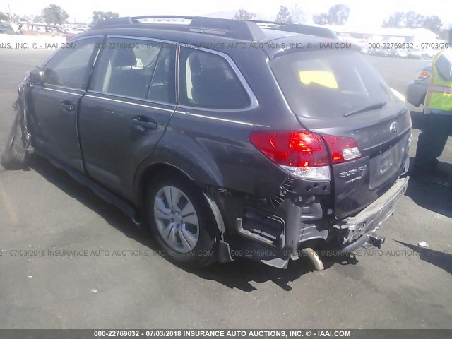 4S4BRBAC9B3368693 - 2011 SUBARU OUTBACK 2.5I BLUE photo 3