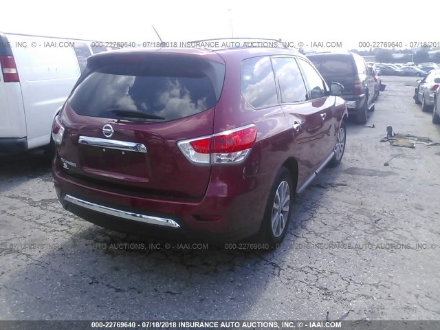 5N1AR2MN7GC611675 - 2016 NISSAN PATHFINDER S/SV/SL/PLATINUM 红色 照片 4