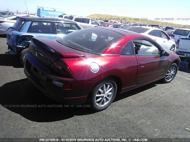 4A3AC44G42E100695 - 2002 MITSUBISHI ECLIPSE GS RED photo 4