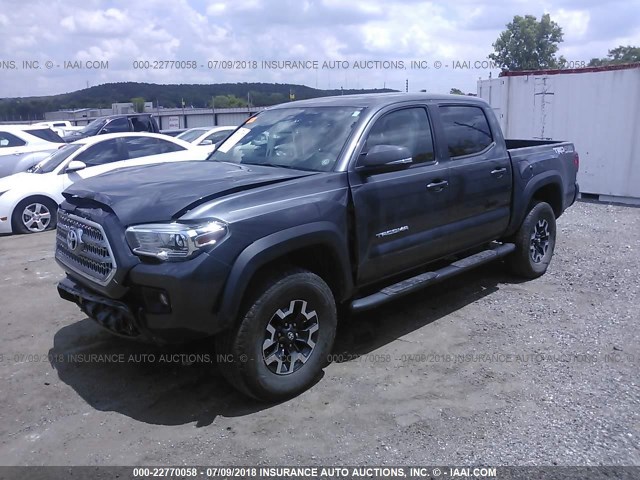 5TFCZ5AN3GX031416 - 2016 TOYOTA TACOMA DBL CAB/SR/SR5/TRD SPT/OR GRAY photo 2