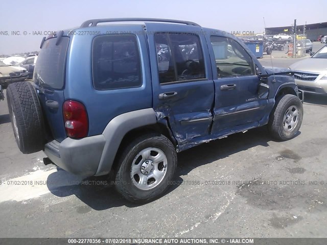 1J4FK48163W707253 - 2003 JEEP LIBERTY SPORT/FREEDOM ლურჯი ფოტო 4