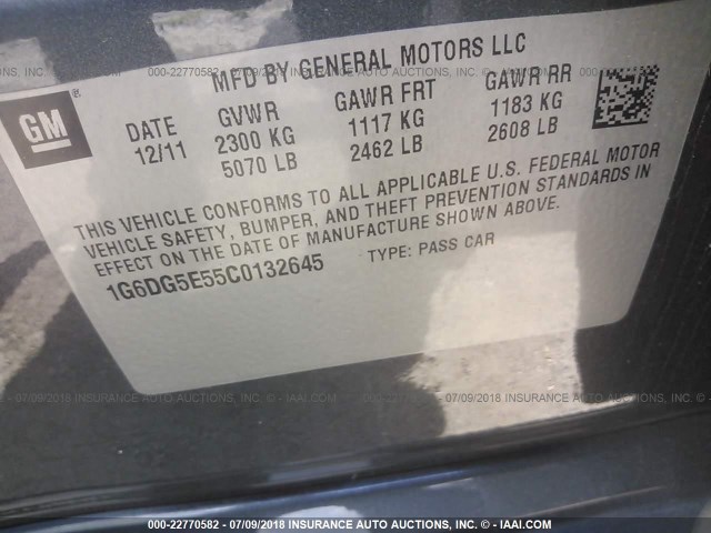 1G6DG5E55C0132645 - 2012 CADILLAC CTS LUXURY COLLECTION GRAY photo 9