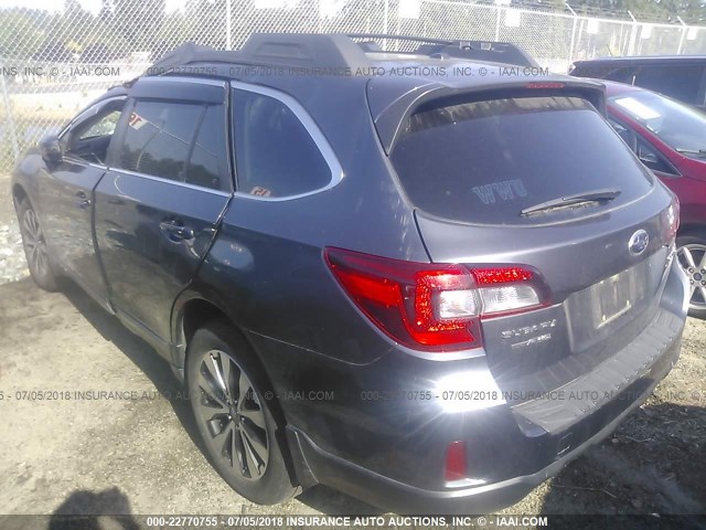 4S4BSALC4F3307947 - 2015 SUBARU OUTBACK 2.5I LIMITED GRAY photo 3