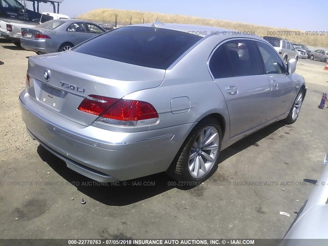 WBAHN83567DT67205 - 2007 BMW 750 SILVER photo 4