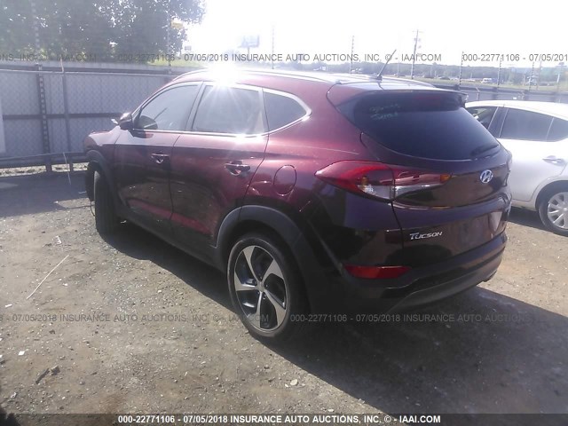 KM8J3CA20GU044298 - 2016 HYUNDAI TUCSON LIMITED/SPORT AND ECO/SE MAROON photo 3