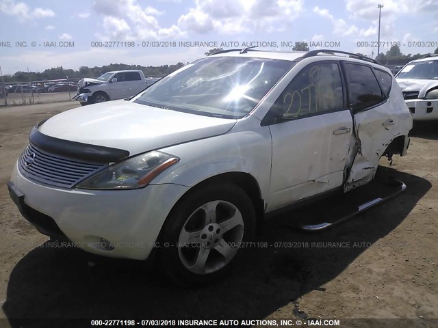 JN8AZ08W14W333981 - 2004 NISSAN MURANO SL/SE WHITE photo 2