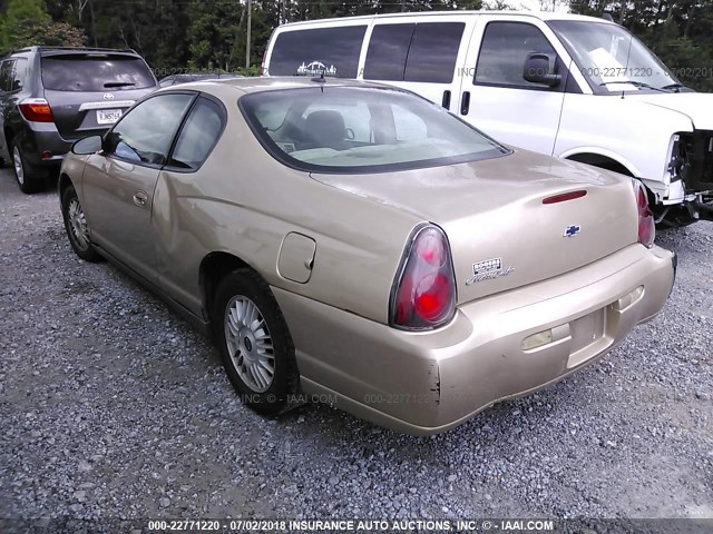 2G1WW12E559128487 - 2005 CHEVROLET MONTE CARLO LS ოქროსფერი ფოტო 3