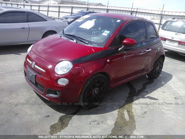 3C3CFFBR3CT103824 - 2012 FIAT 500 SPORT RED photo 2