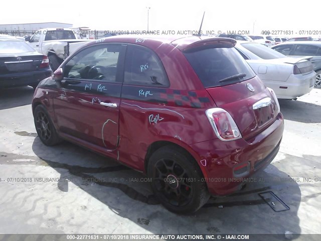 3C3CFFBR3CT103824 - 2012 FIAT 500 SPORT RED photo 3