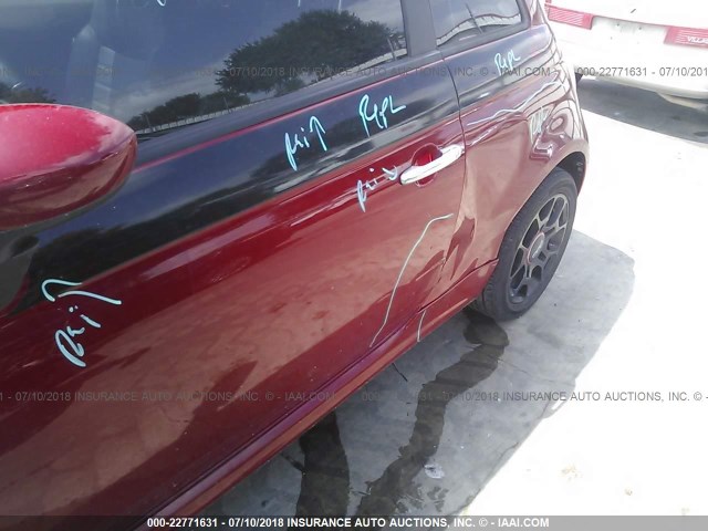 3C3CFFBR3CT103824 - 2012 FIAT 500 SPORT RED photo 6