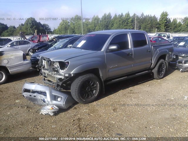 5TFJU4GNXFX077959 - 2015 TOYOTA TACOMA DOUBLE CAB PRERUNNER SILVER photo 2