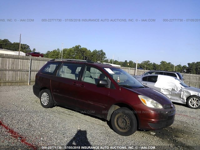 5TDZA23C74S216503 - 2004 TOYOTA SIENNA CE/LE BURGUNDY photo 1